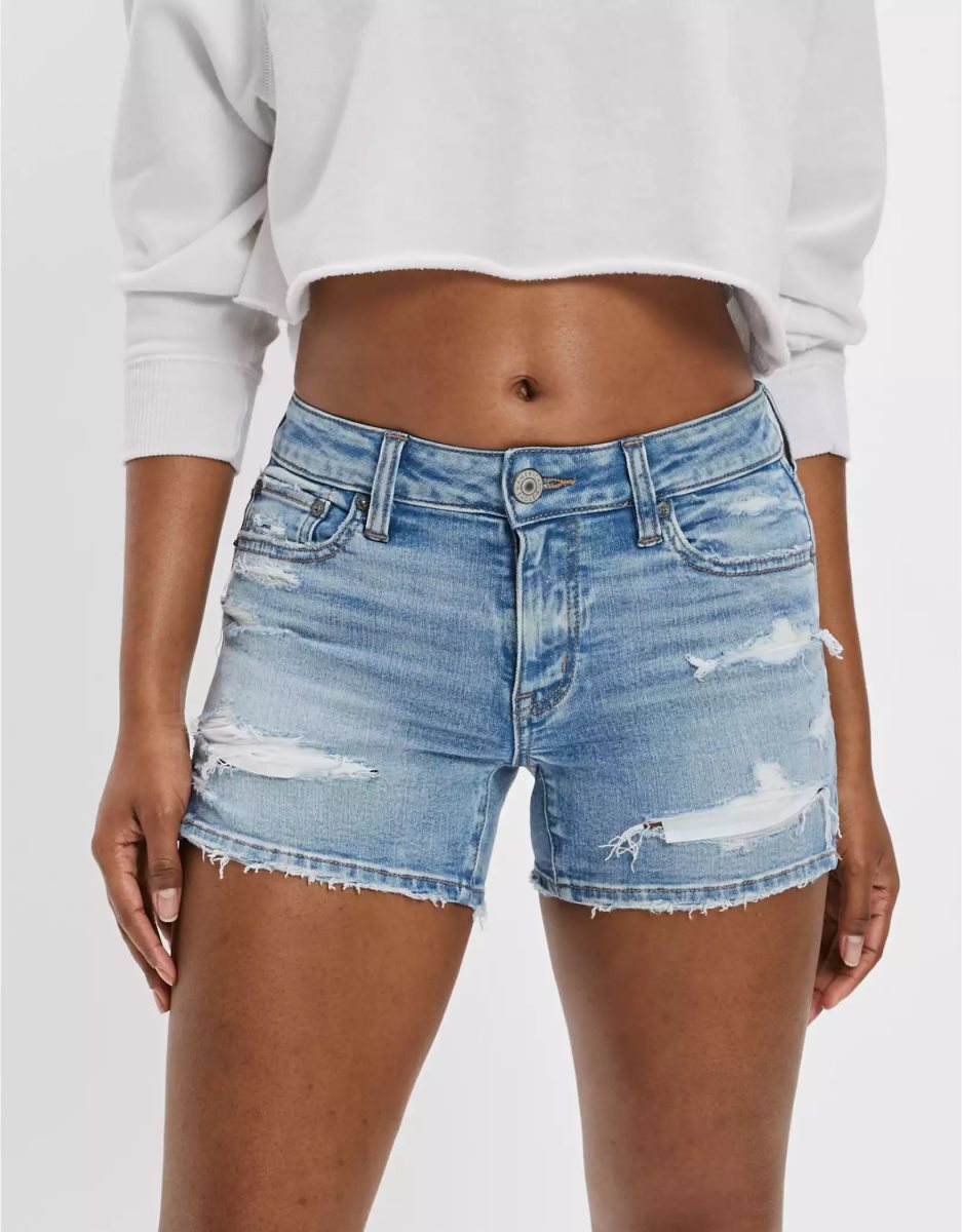 Shorts American Eagle AE Ne(x)t Level Denim Midi Indigo Clair Femme | XML-37449233